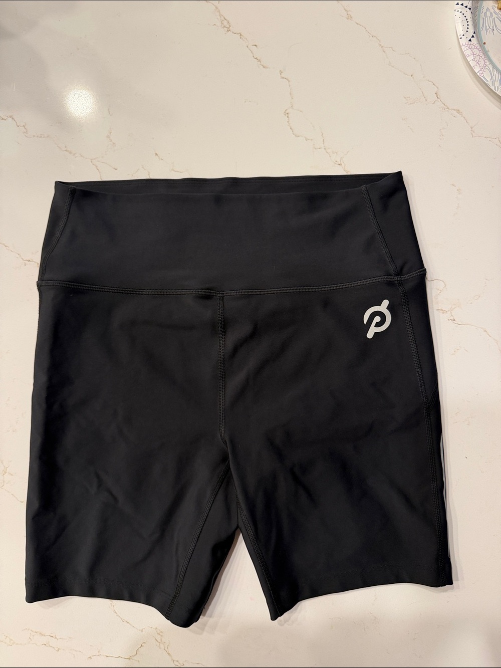 Peloton Black High-Rise Bike Shorts with White Logo